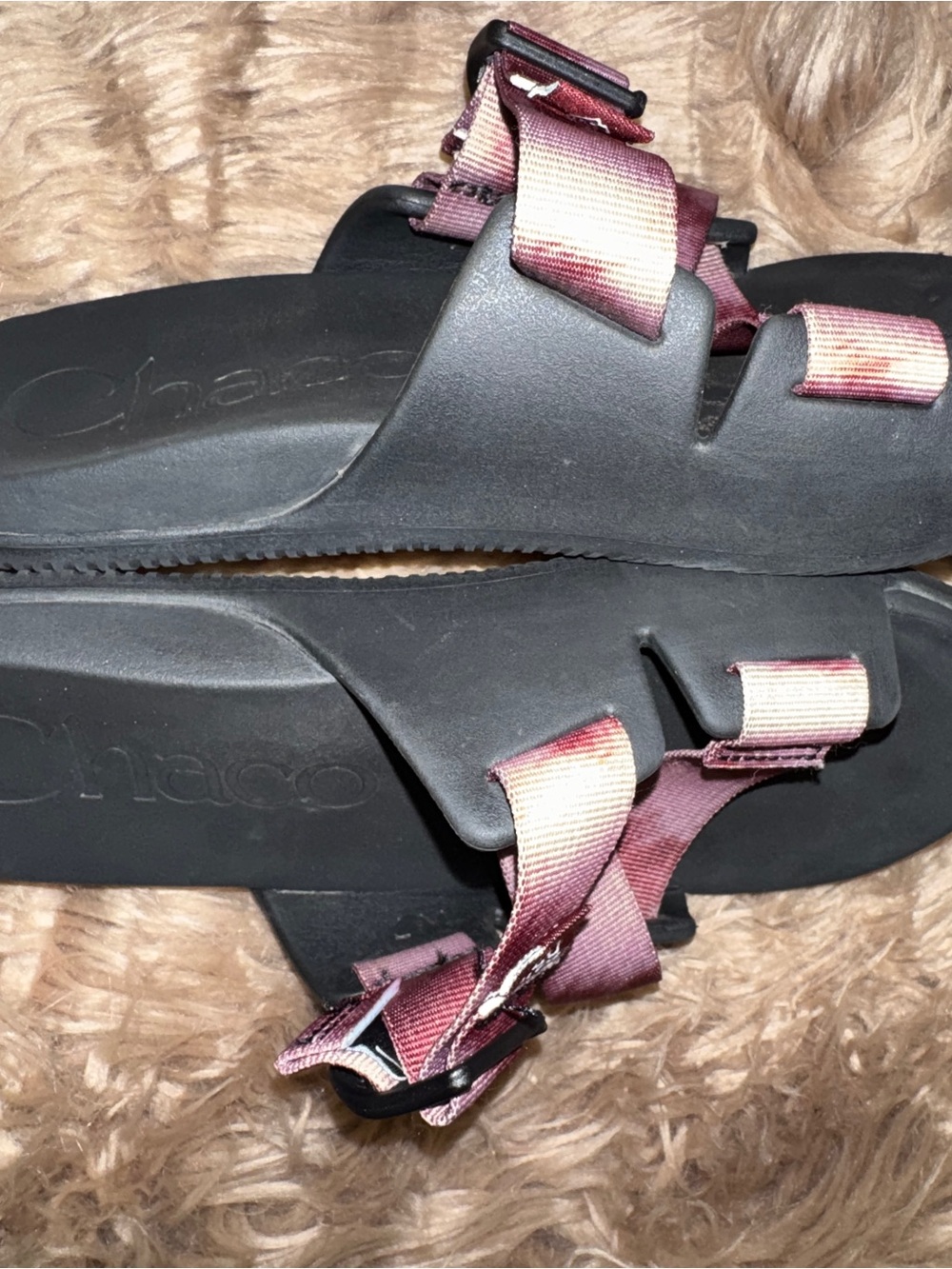 Chaco Alpine Women's Black Sandals with Pink/ Burgundy Gradient Straps, Sz 7 - Picture 4 of 7
